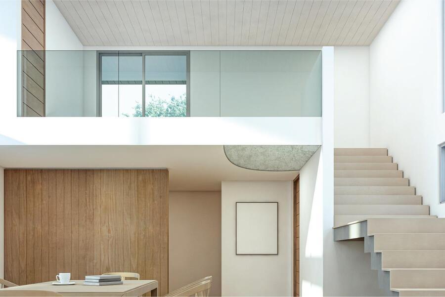 Tấm lót sàn DURAflex lót sàn nội thất chịu lực cho mẫu nhà cấp 4 có gác lửng